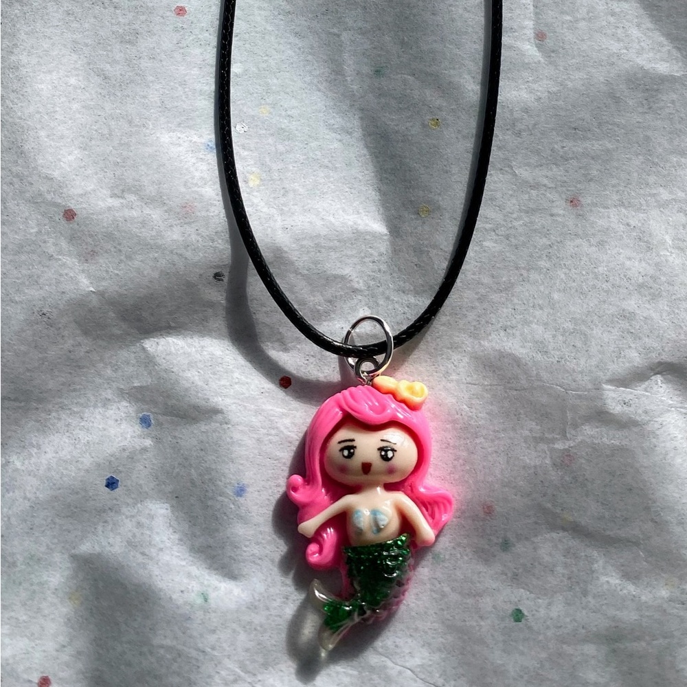 Hand Crafted Mermaid Necklace - Pink and Green